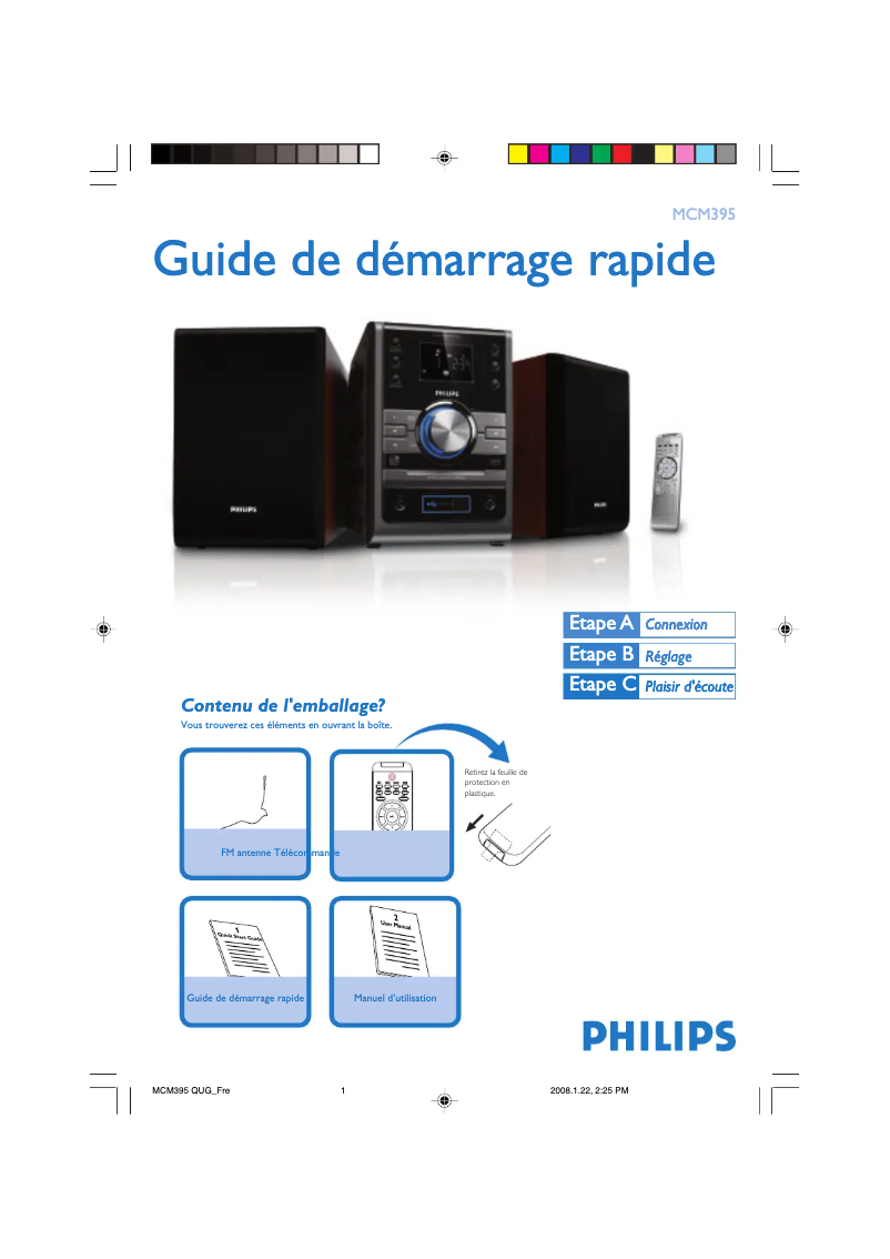 Page n°1 - Guide de démarrage rapide Philips MCM395