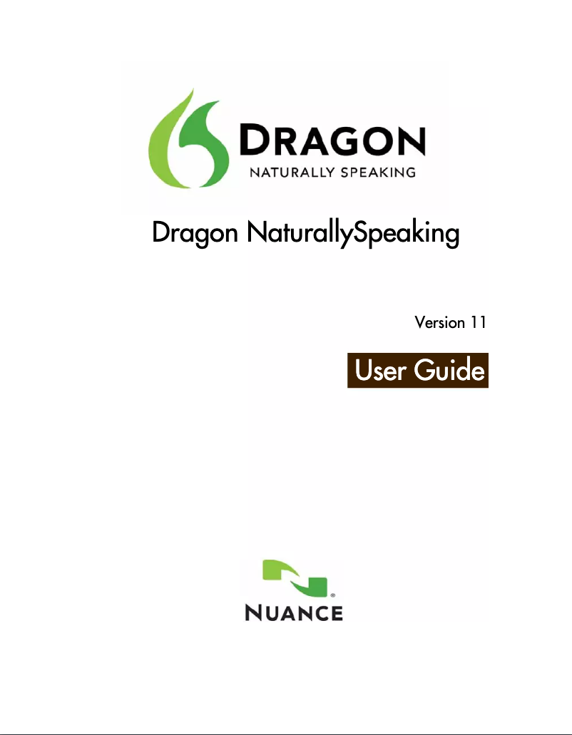 Imagen de la primera página del manual del dispositivo Dragon NaturallySpeaking Professional 11