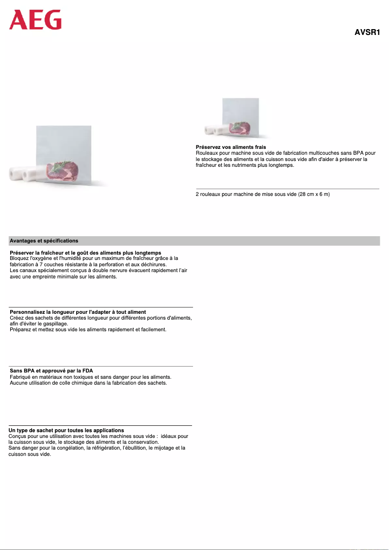 Page n°1 - Manuel utilisateur AEG AVSR1