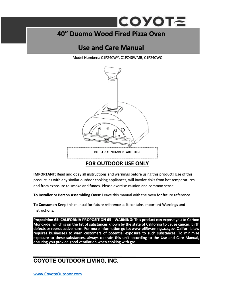 First page image of the manual for C1PZ30WMB
