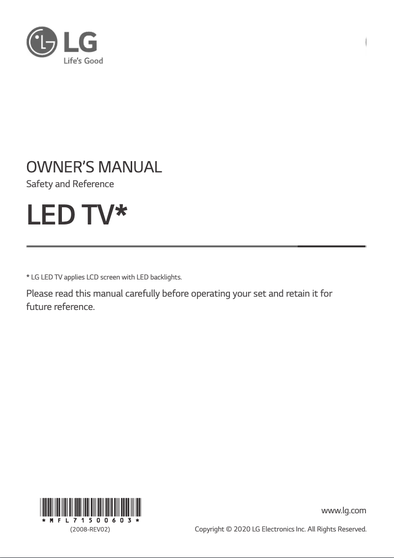 Página 1 del manual Manual de usuario LG 65NANO953NA