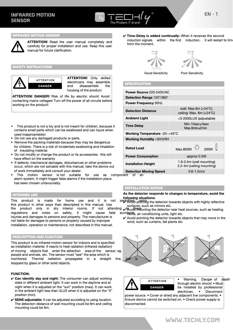 Page 1 de la notice Manuel utilisateur Techly I-LIGHT-SNR11TY