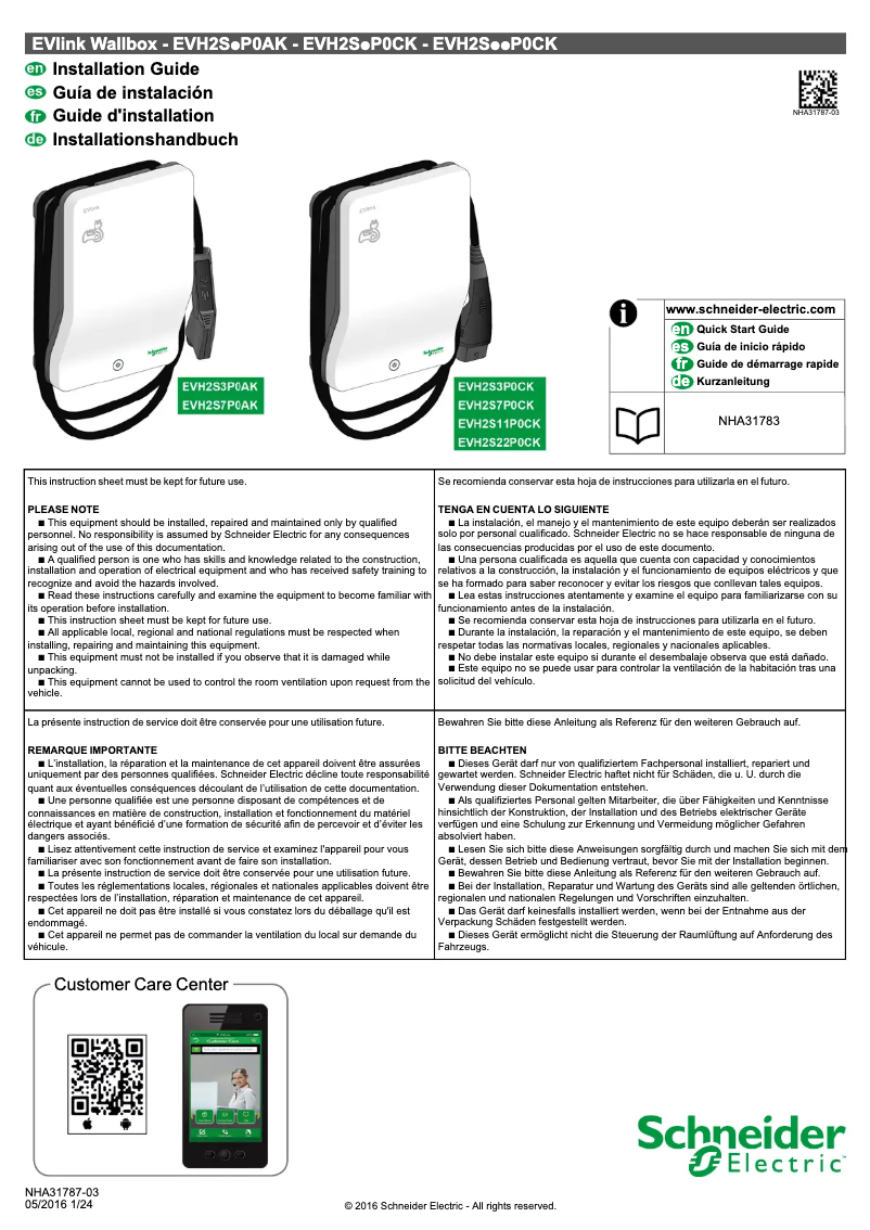 Image de la première page du manuel de l'appareil EVlink