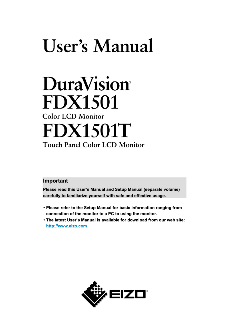 Page n°1 - Manuel utilisateur Eizo DuraVision FDX1501T