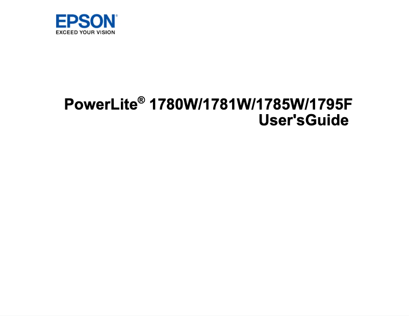 Page 1 de la notice Manuel utilisateur Epson PowerLite 1785W