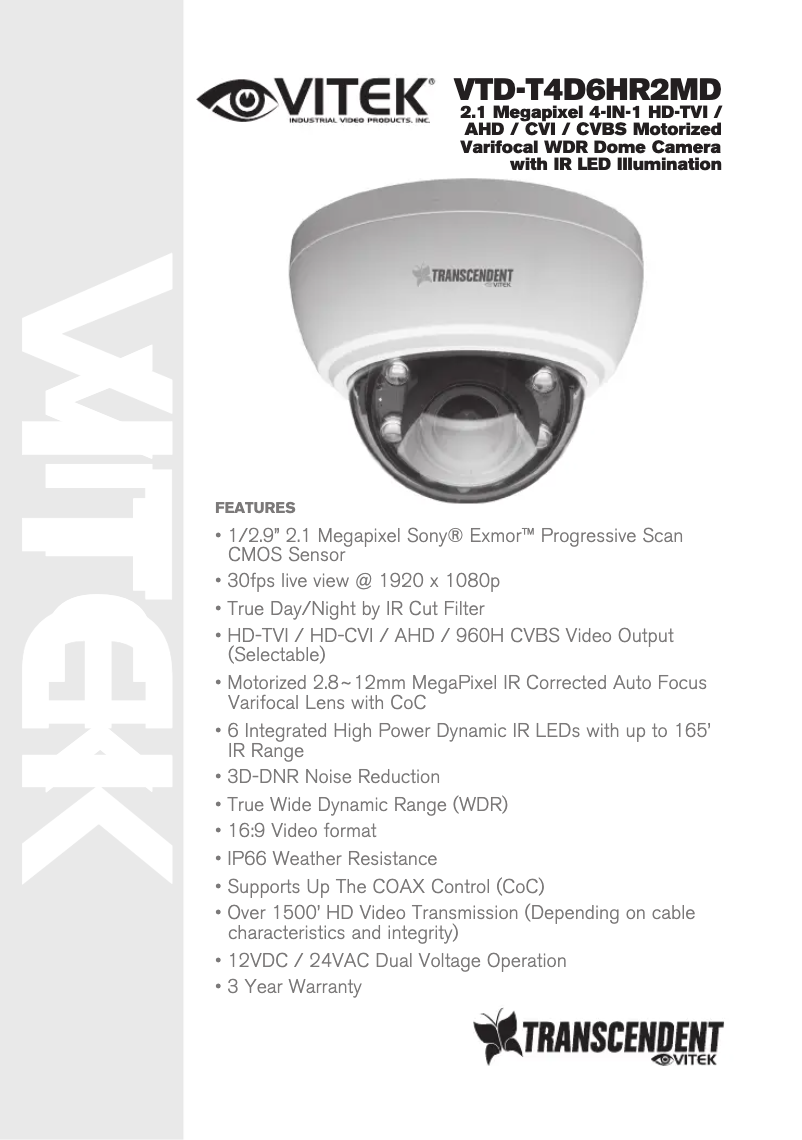 Page 1 de la notice Manuel utilisateur Vitek VTD-T4D6HR2MD