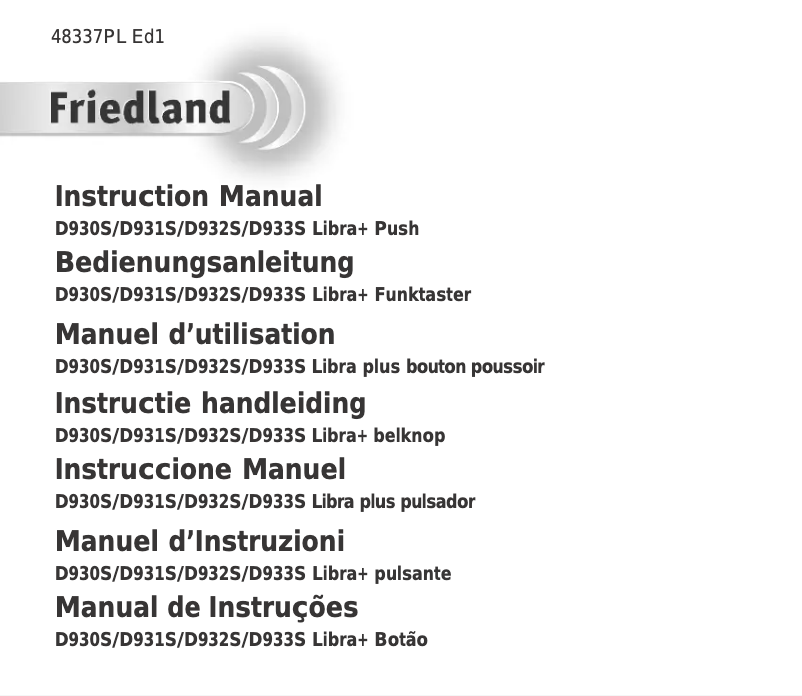Page n°1 - Manuel utilisateur Friedland D932S Libra+