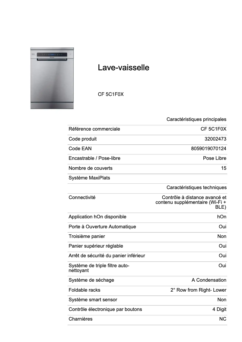 Image de la première page du manuel de l'appareil CF 5C1F0X