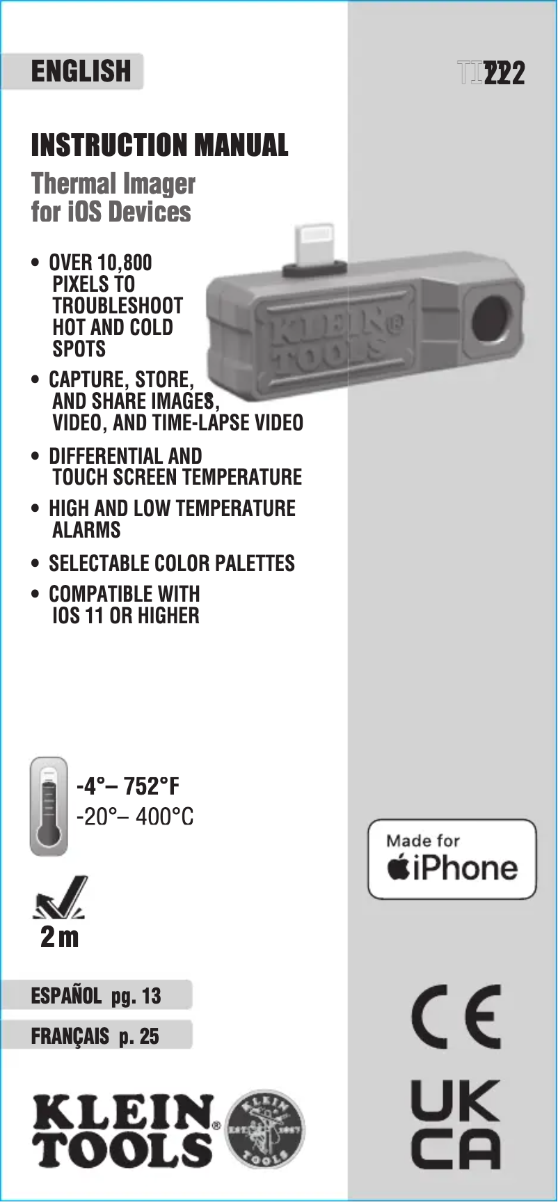 Page n°1 - Manuel utilisateur Klein Tools TI222