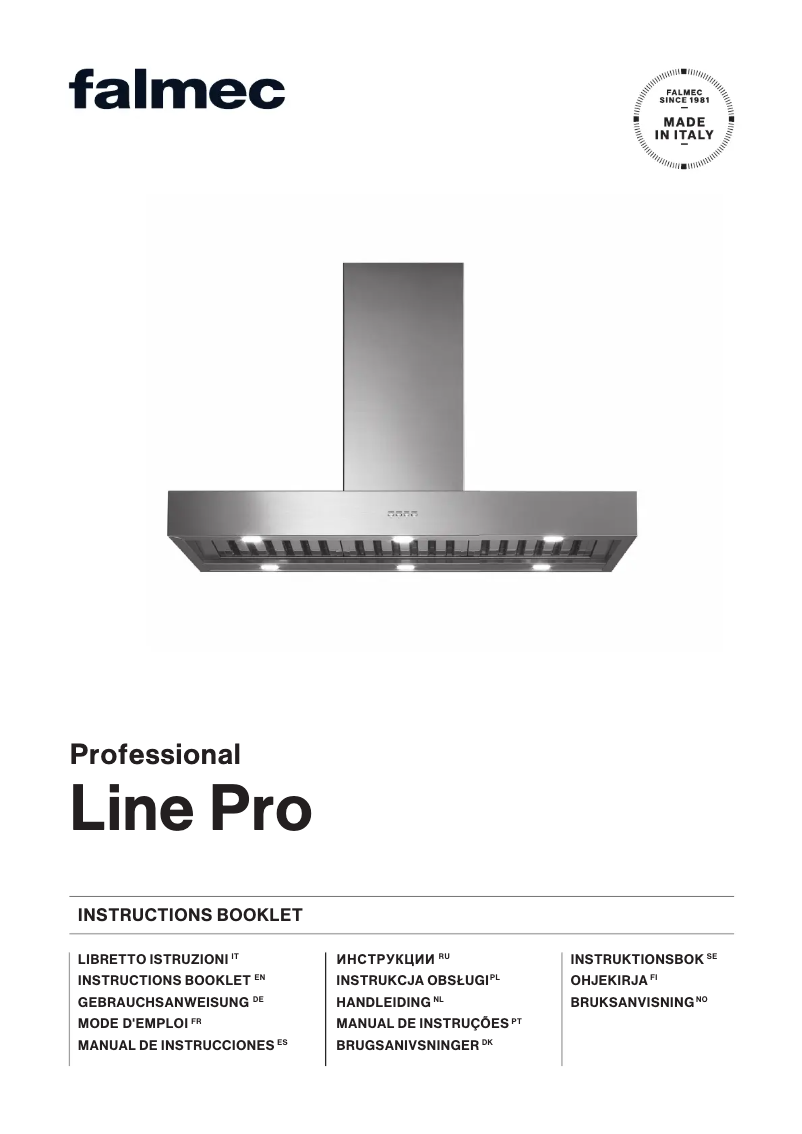 Page 1 de la notice Manuel utilisateur Falmec Line Pro