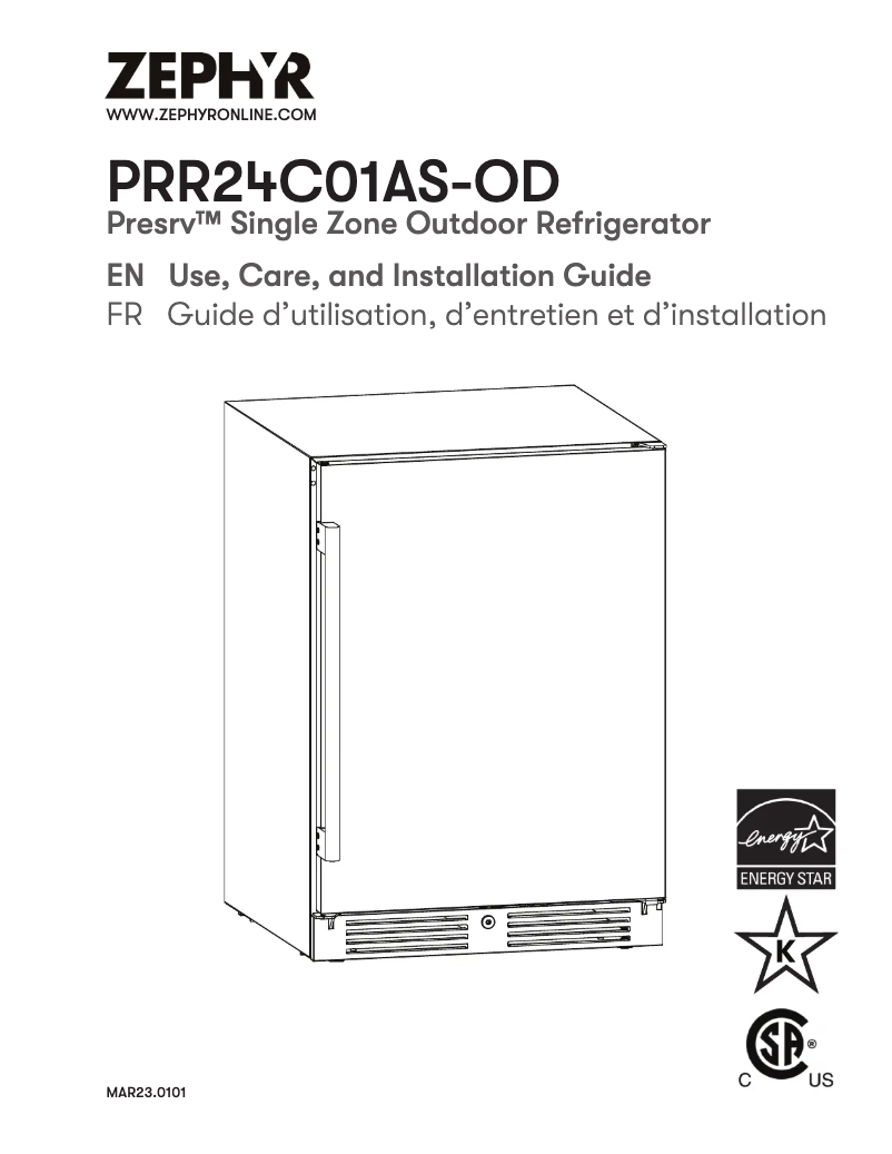 Page n°1 - Manuel utilisateur Zephyr Presrv PRR24C01AS-OD