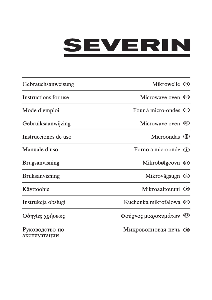 Page n°1 - Manuel utilisateur Severin MW 9628