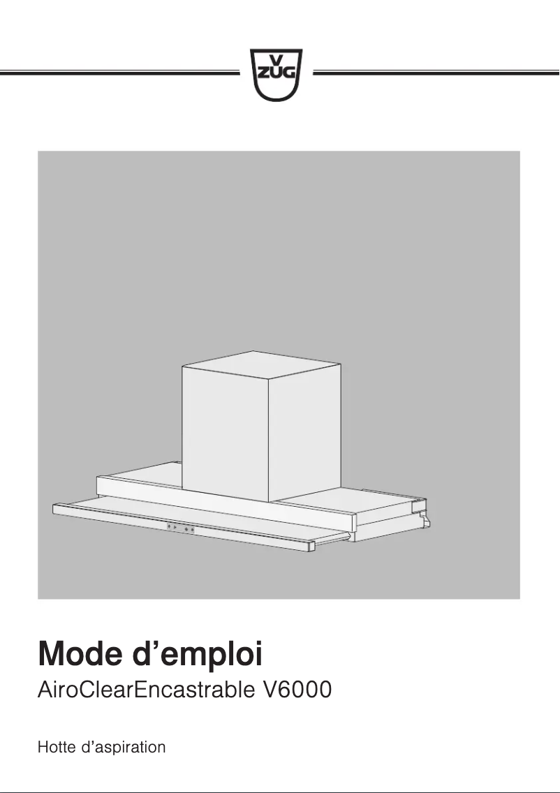 Image de la première page du manuel de l'appareil AiroClearEncastrable V6000