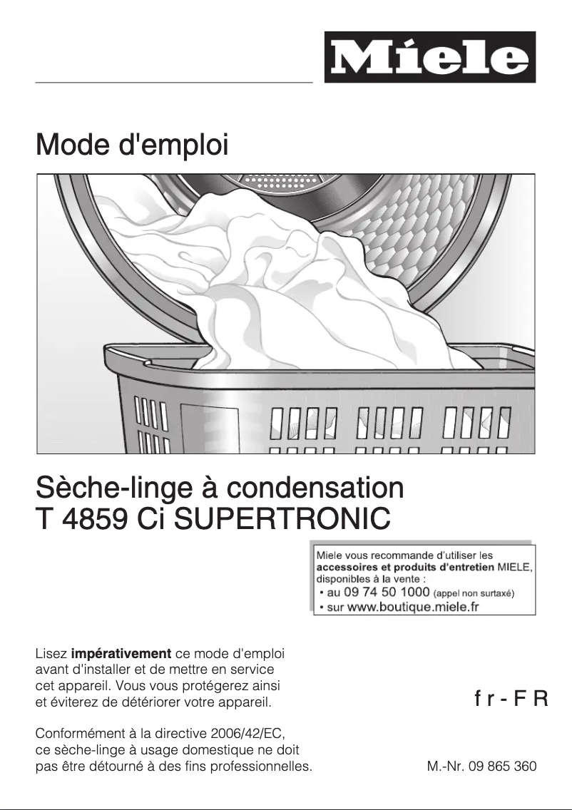Page n°1 - Manuel utilisateur Miele T 4859 Ci Re