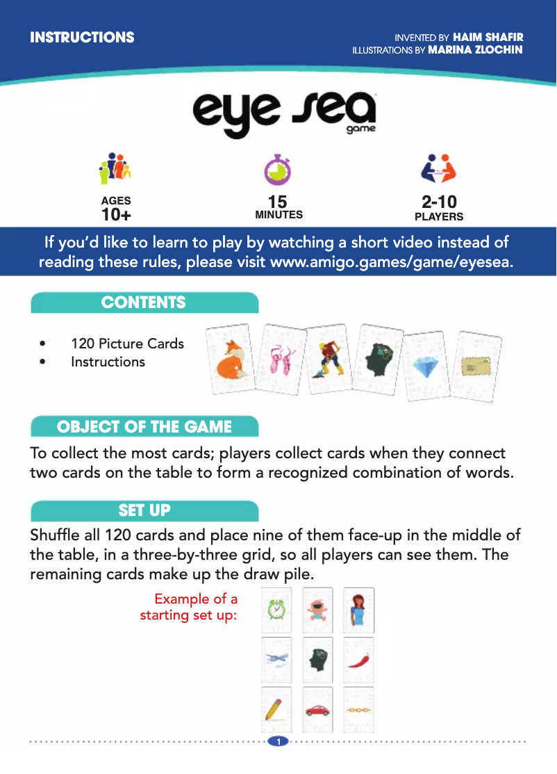 Page 1 de la notice Manuel utilisateur Amigo Eye Sea