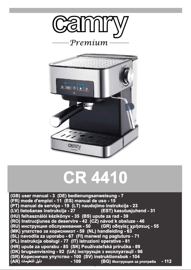 Page 1 de la notice Manuel utilisateur Camry CR 4410