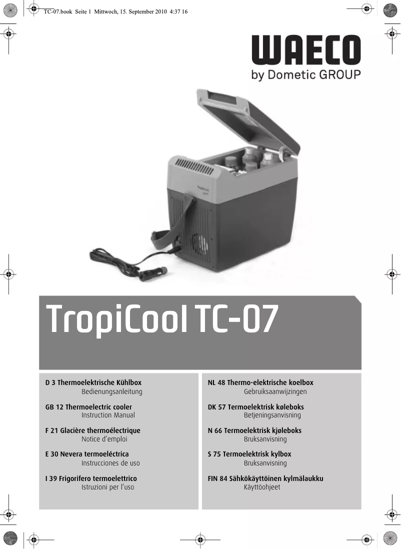 Image de la première page du manuel de l'appareil TropiCool TC 07