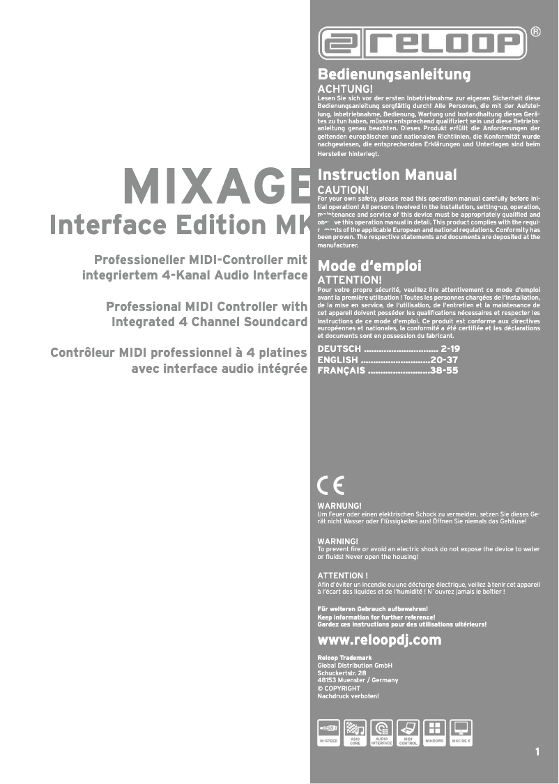 Image de la première page du manuel de l'appareil Mixage Interface Edition MK2
