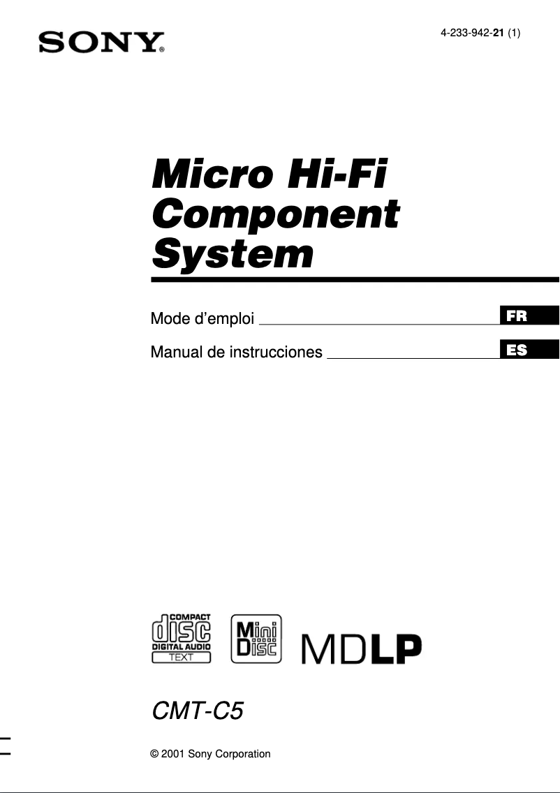 Page 1 de la notice Manuel utilisateur Sony CMT-C5