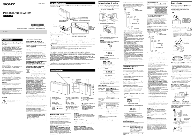 Image de la première page du manuel de l'appareil ZS-PE60
