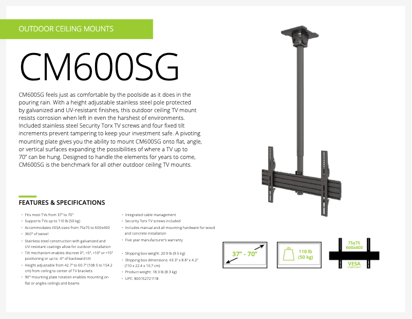 Página 1 del manual Ficha técnica Kanto CM600SG