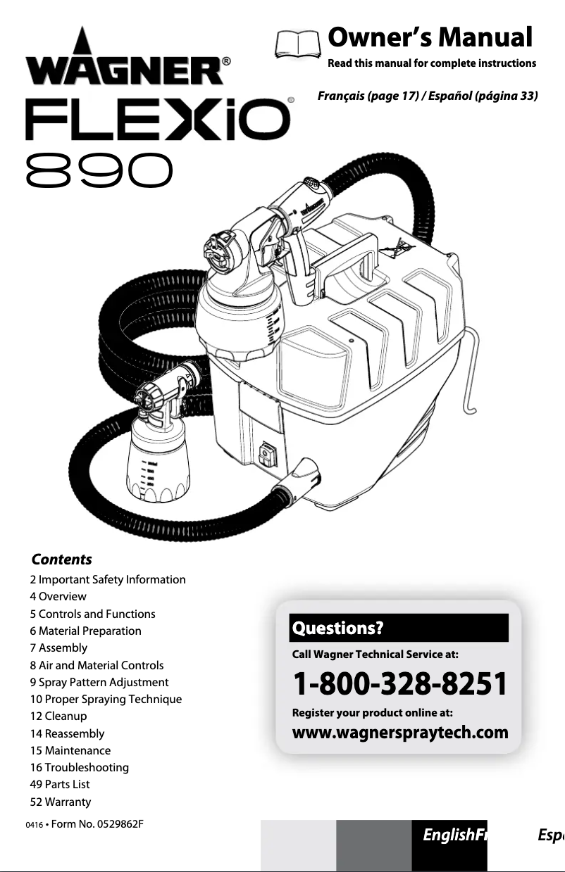 Page 1 de la notice Manuel utilisateur Wagner Flexio 890