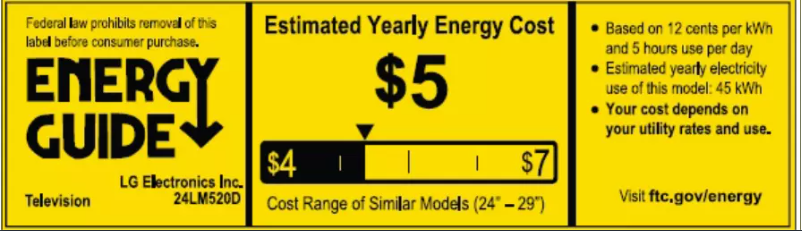 Page 1 de la notice Label énergétique LG 24LM520D-WU