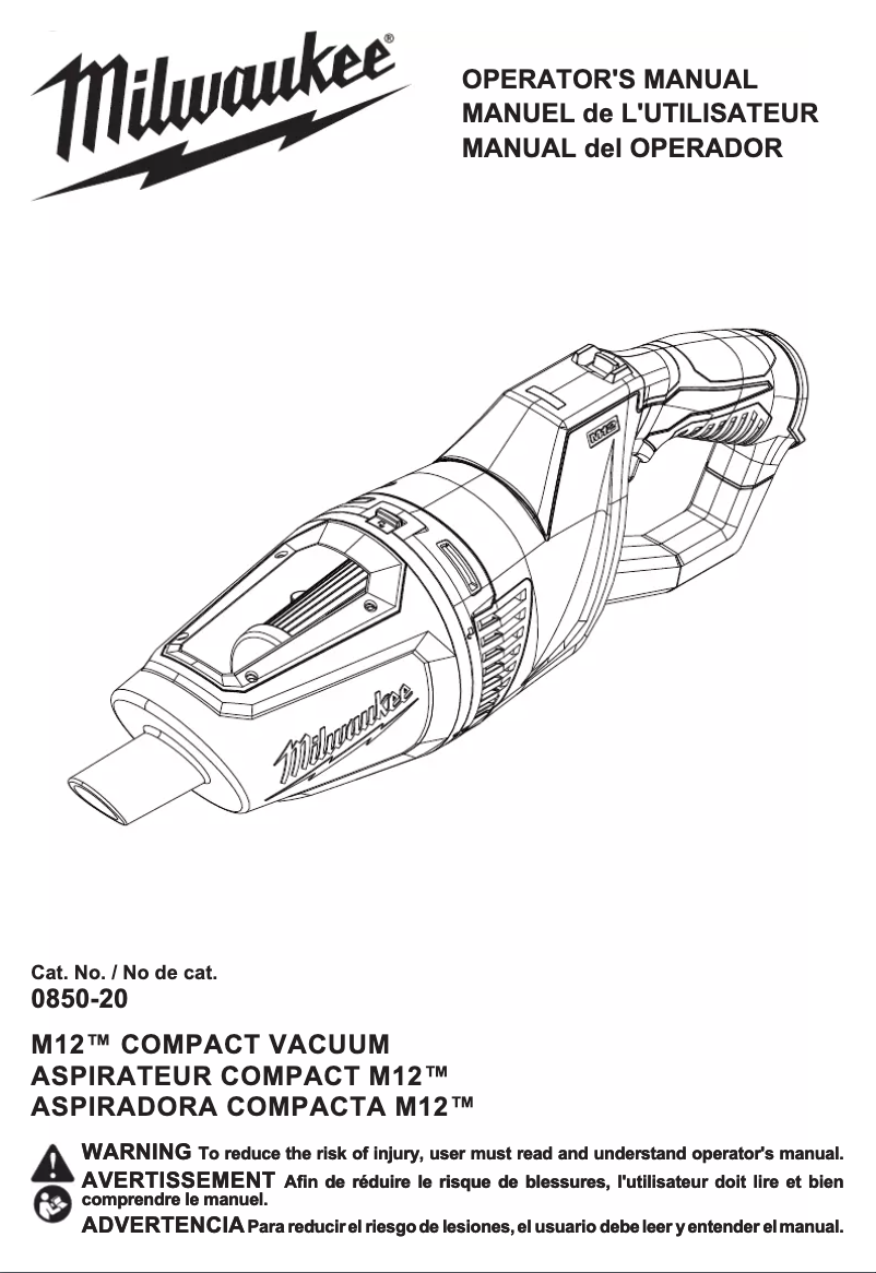 Page n°1 - Manuel utilisateur Milwaukee 0850-20