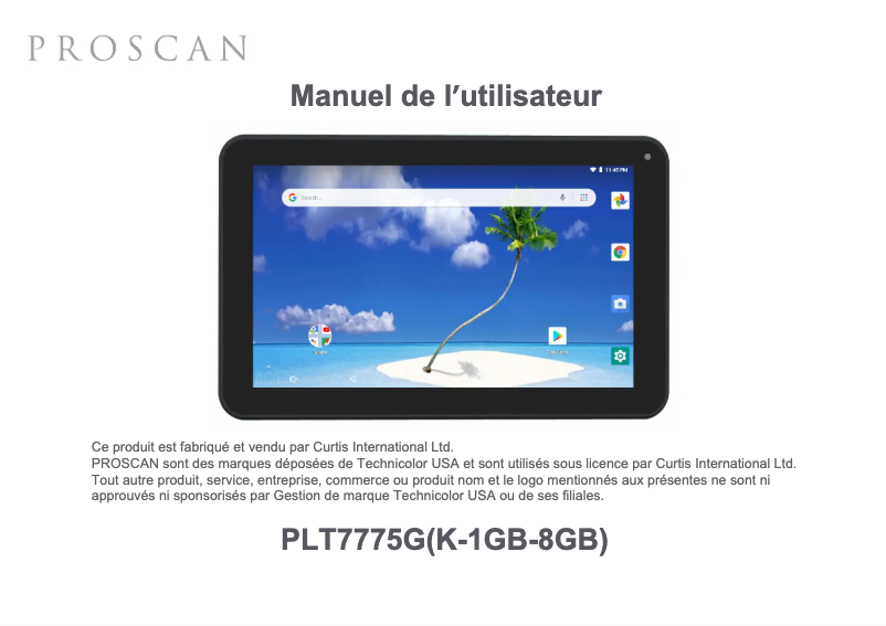 Page n°1 - Manuel utilisateur Proscan PLT7775G