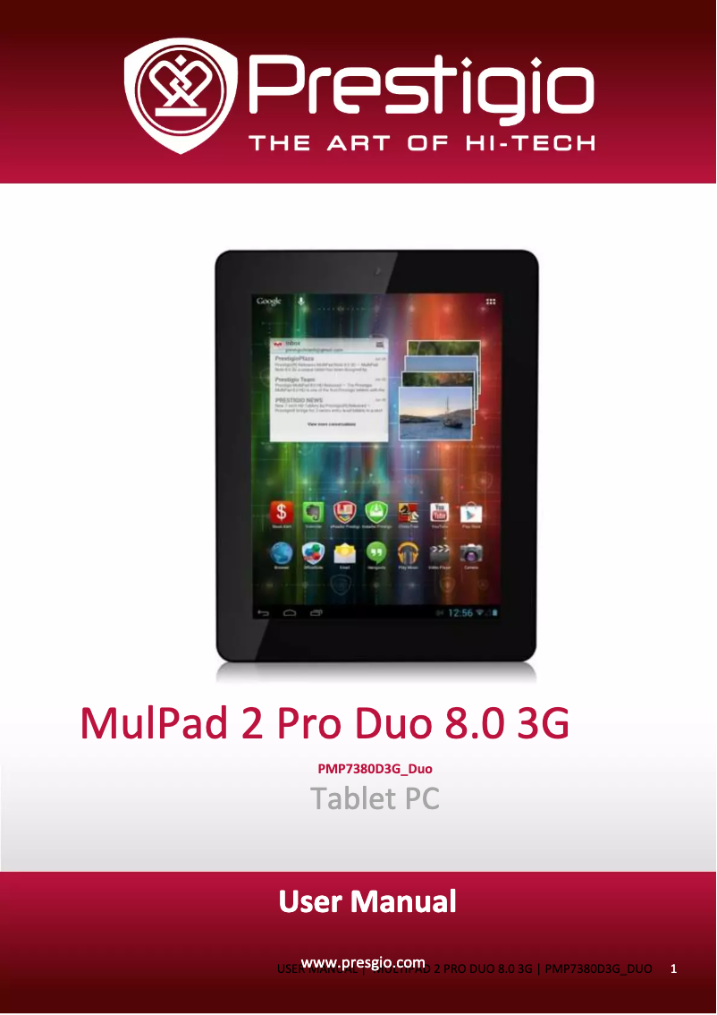 Page n°1 - Manuel utilisateur Prestigio MultiPad 2 Pro Duo 8.0 3G