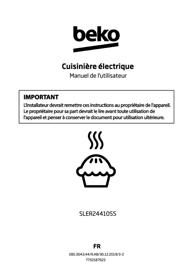 Page 1 de la notice Manuel utilisateur Beko SLER24410SS