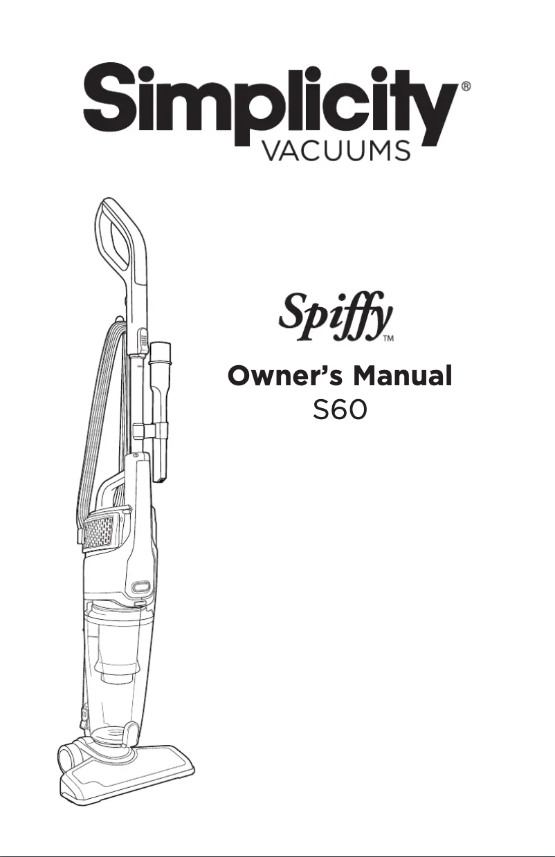 Page 1 de la notice Manuel utilisateur Simplicity Spiffy S60