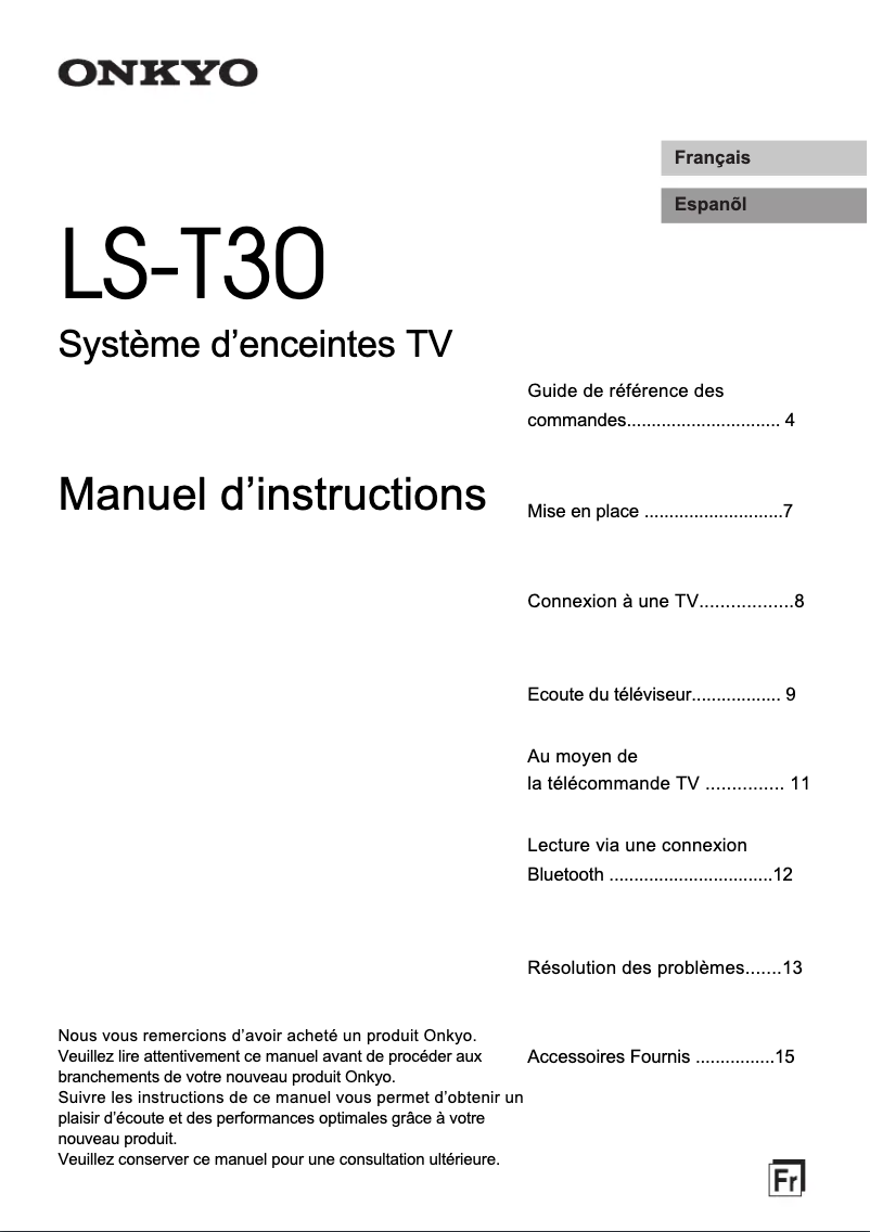 Page n°1 - Manuel utilisateur Onkyo LS-T30