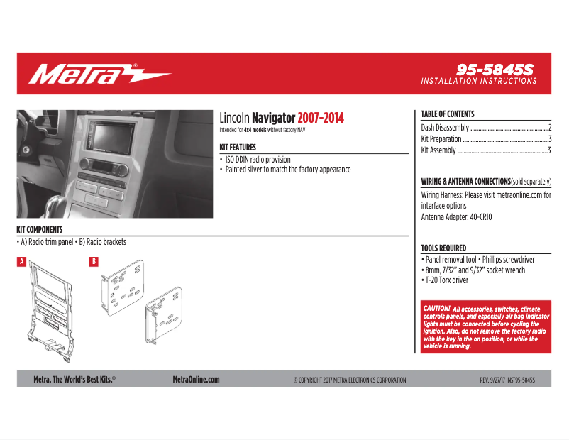 Page n°1 - Mode d'emploi Metra 95-5845S