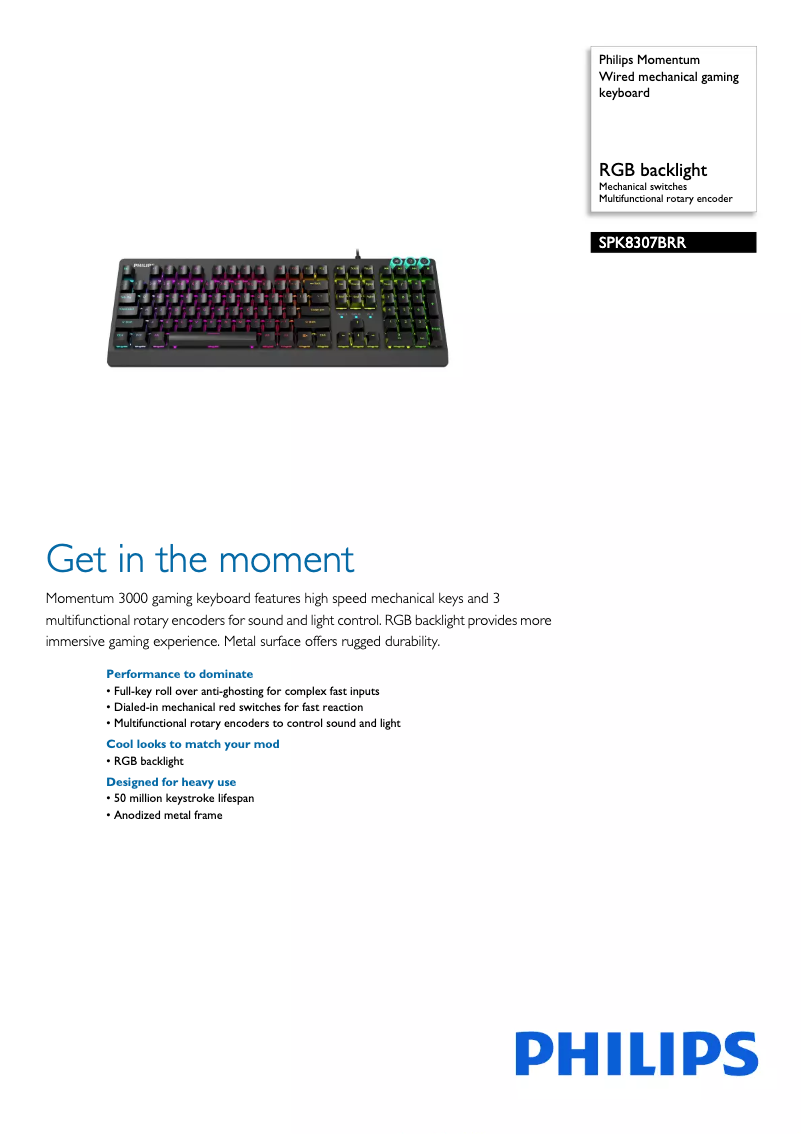 Page 1 de la notice Fiche technique Philips SPK8307