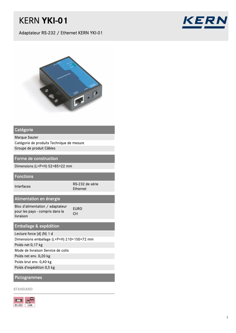 Image de la première page du manuel de l'appareil YKI-01