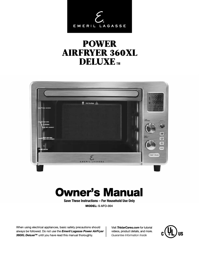 Page n°1 - Manuel utilisateur Emeril Lagasse Power AirFryer 360XL Deluxe S-AFO-004