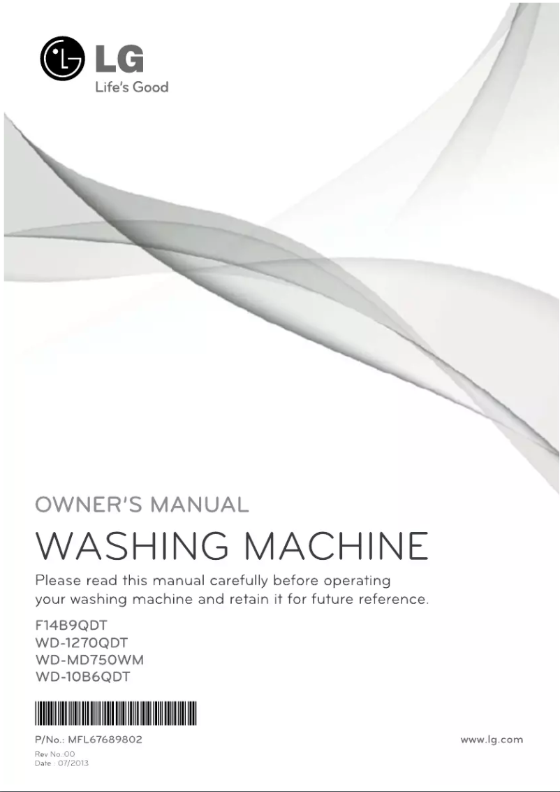 Page 1 de la notice Manuel utilisateur LG WD-10B6QDT