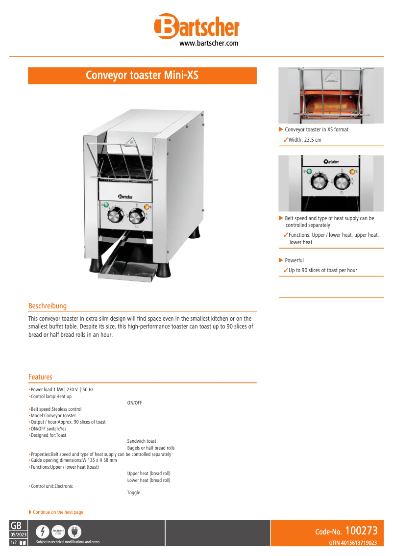 Image de la première page du manuel de l'appareil Mini-XS 100273