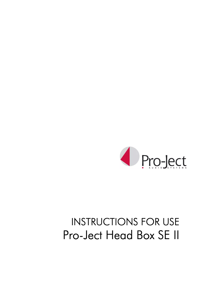 Page n°1 - Manuel utilisateur Pro-Ject Head Box SE II