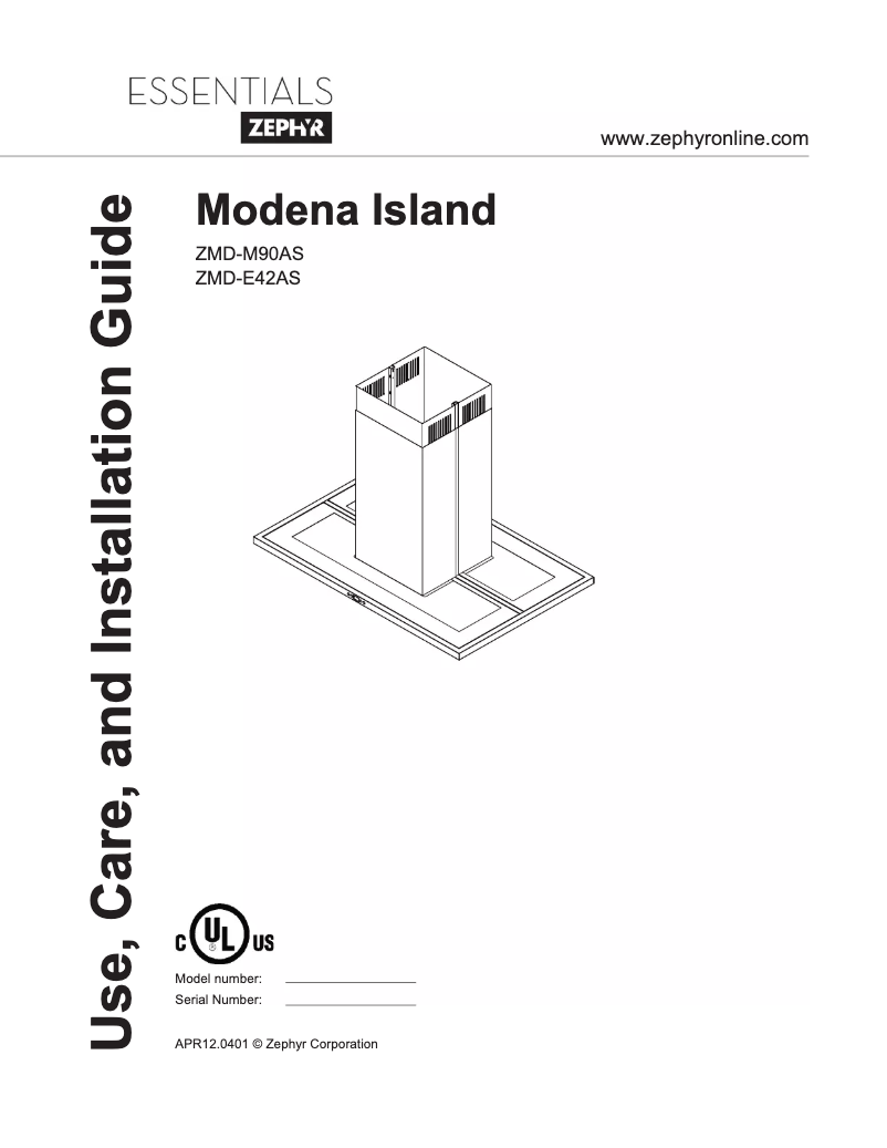 Page n°1 - Manuel utilisateur Zephyr ZMDE42AS