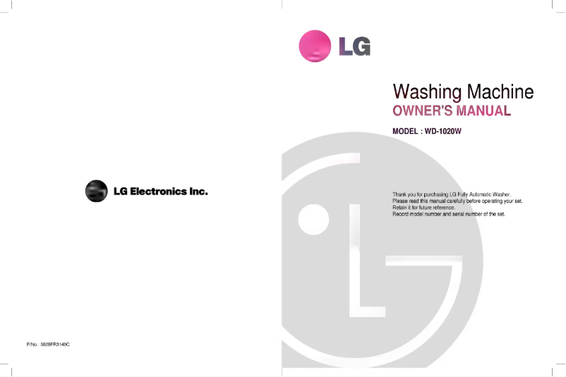 Page 1 de la notice Manuel utilisateur LG WD-1020W