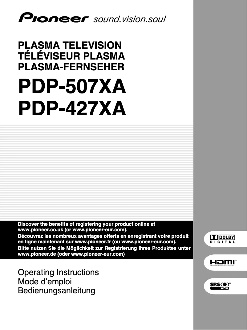Image de la première page du manuel de l'appareil PDP-427XA