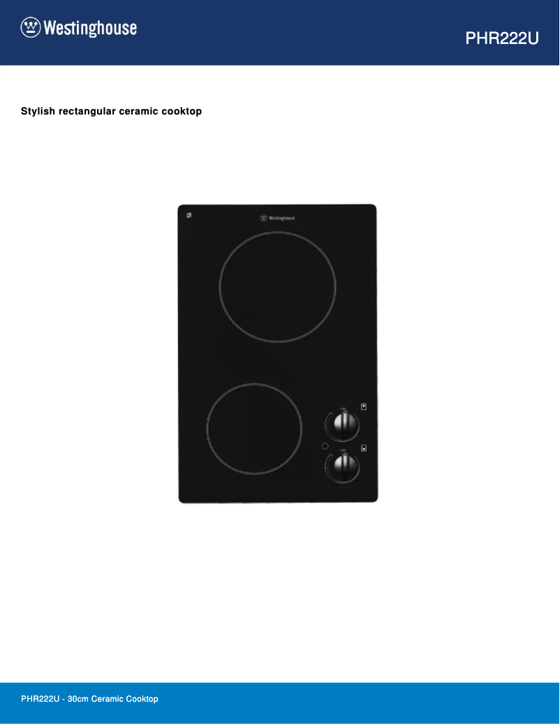 Page 1 de la notice Fiche technique Westinghouse PHR222U