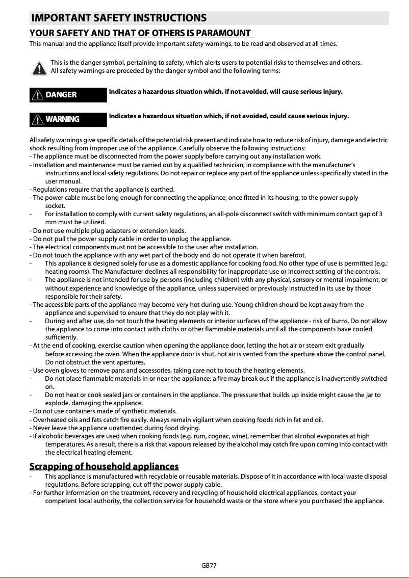 Page 1 de la notice Manuel utilisateur Whirlpool AKZM 764