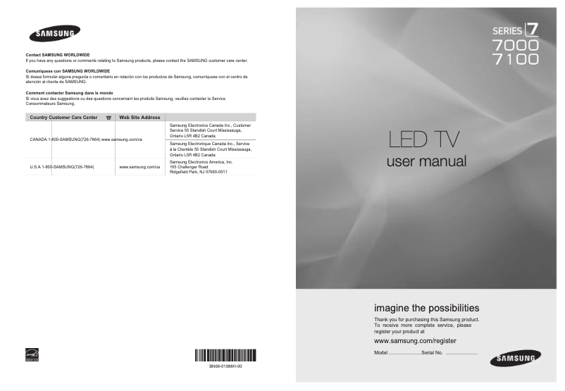 Page n°1 - Manuel utilisateur Samsung UN46B7000WF
