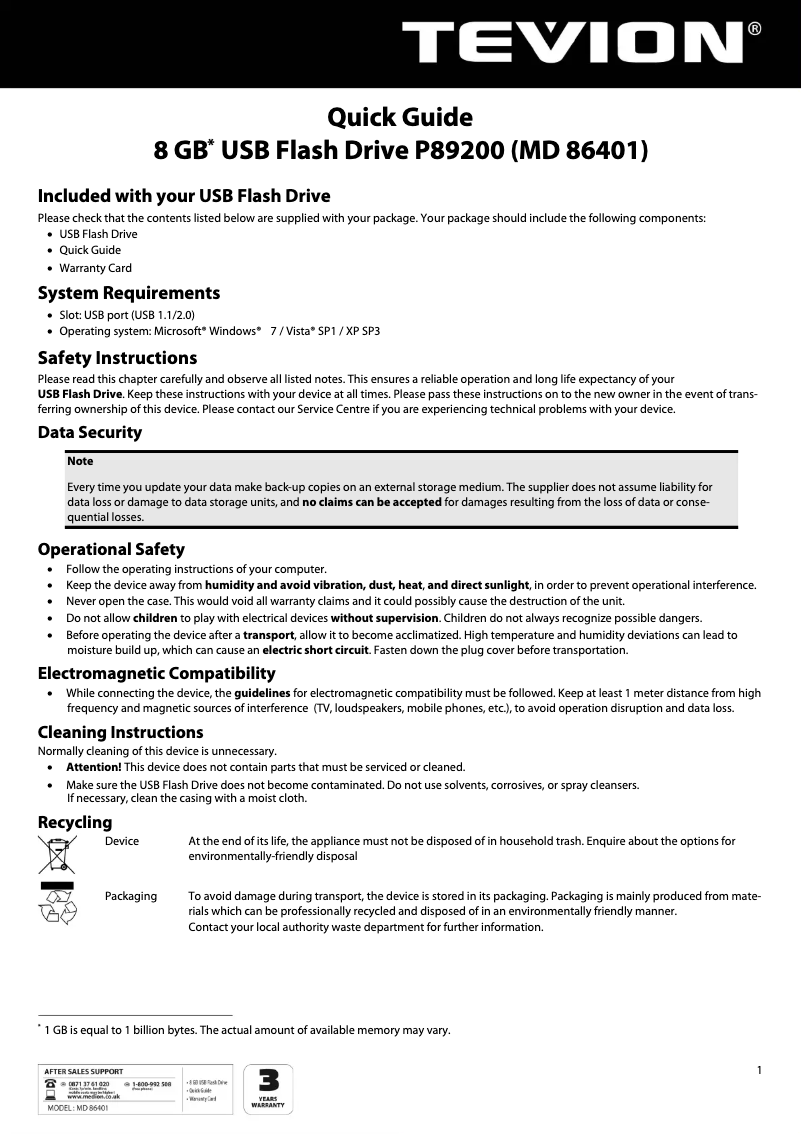 Page n°1 - Manuel utilisateur Medion P89200 (MD 86401)