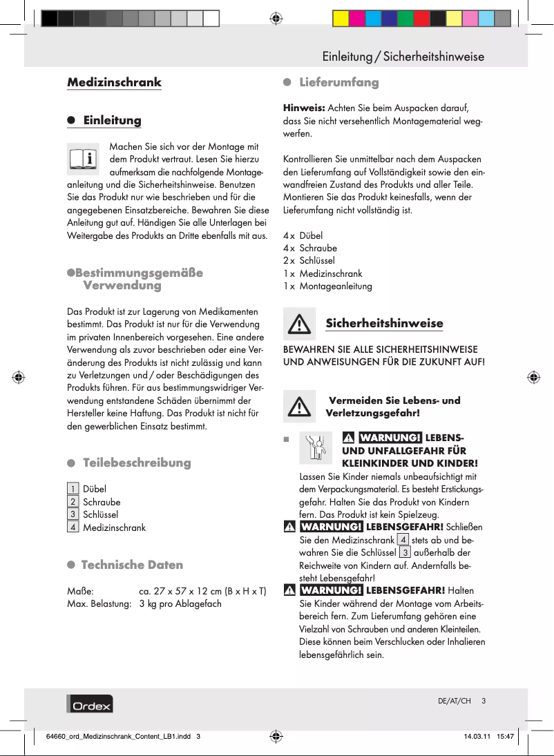 Page n°1 - Manuel utilisateur Ordex IAN 64660