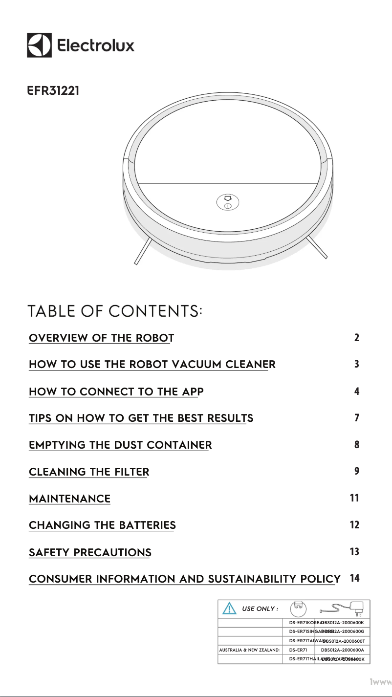 Page 1 de la notice Manuel utilisateur Electrolux UltimateHome 300