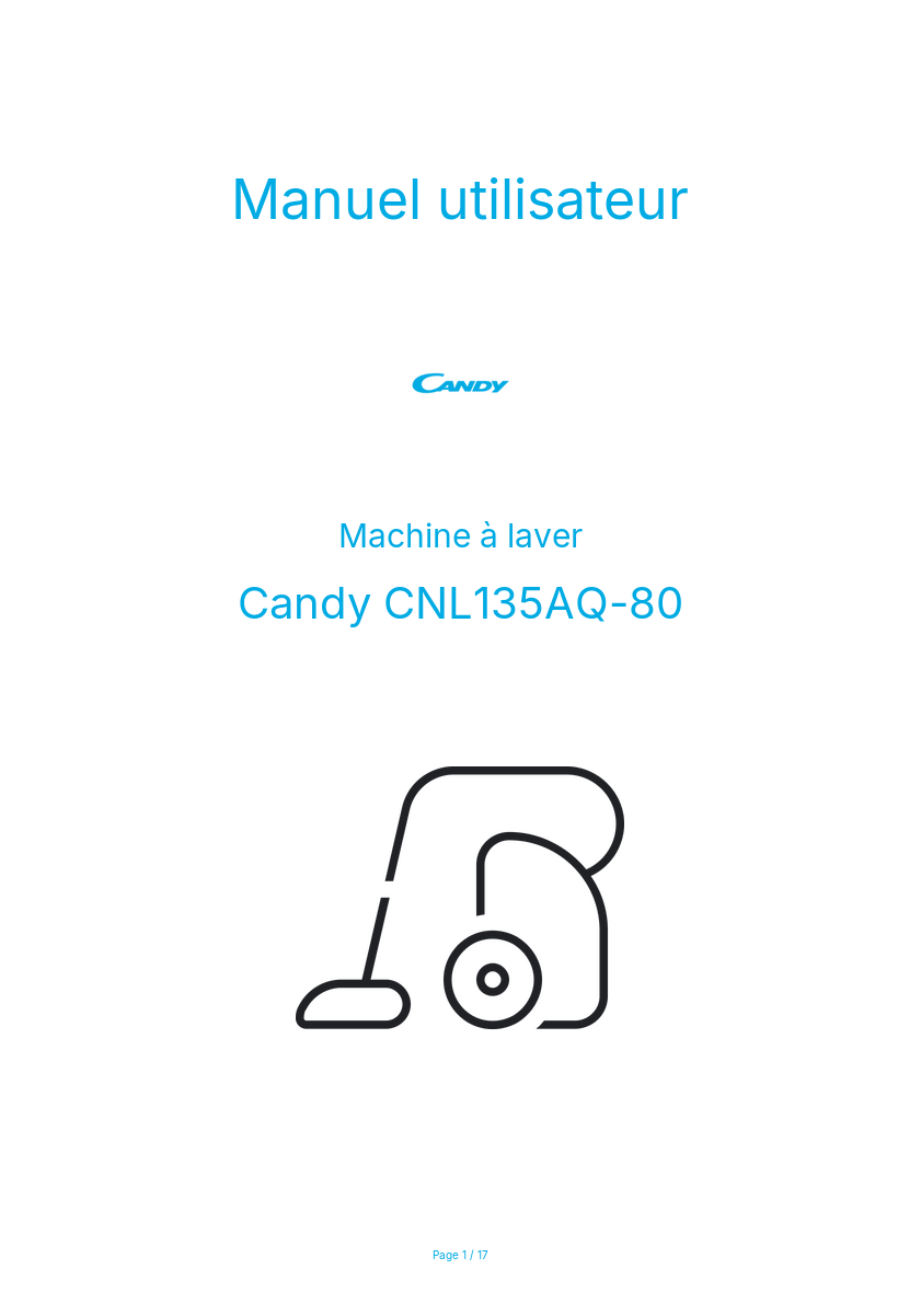 Page n°1 - Manuel utilisateur Candy CNL135AQ-80